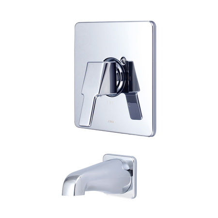 OLYMPIA FAUCETS Single Handle Tub Trim Set, Wallmount, Polished Chrome T-2391